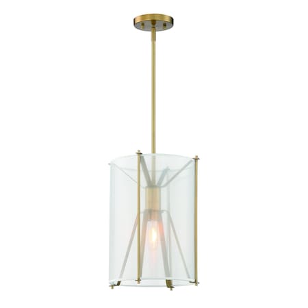 Designers Fountain Daybreak 60 Watt 1 Light Old Satin Brass Pendant with Organza Fabric Shade D223M-12P-OSB